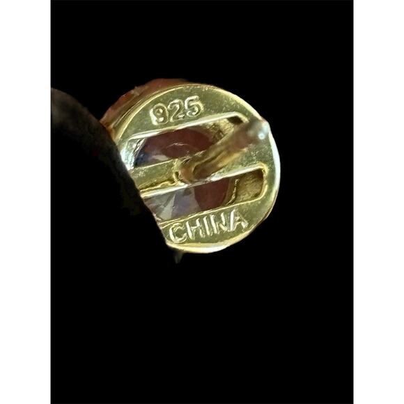 Gold Wash Sterling Silver Halo Rhinestone Stud Earrings 925 - Picture 3 of 3